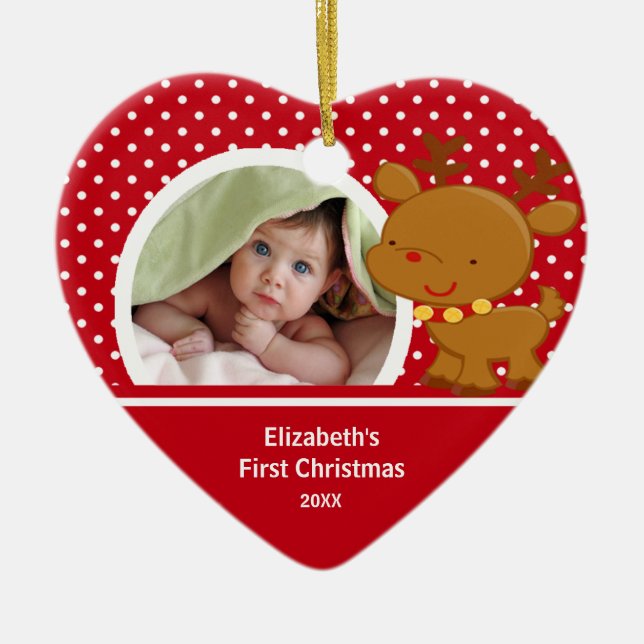 Baby's First Christmas Photo Ornament Reindeer (Front)