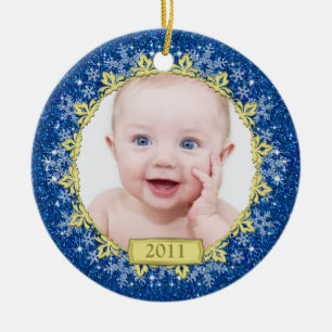 Baby's First Christmas Photo Ornament - Snowflakes