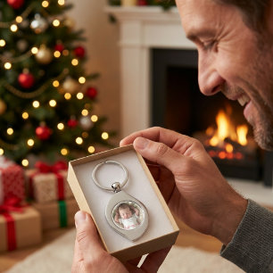 Baby's First Christmas Photo Personalise  Key Ring