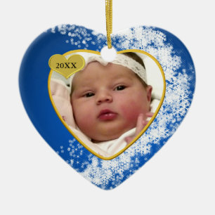 Baby's First Christmas Photo Personalised Ceramic Tree Decoration