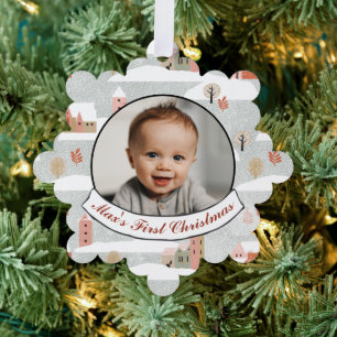 Baby's First Christmas Photo Personalised Holiday  Tree Decoration Card