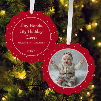 Baby's First Christmas Photo Polka Dot New Parent Tree Decoration Card