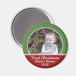 Baby's First Christmas Photo - Red and Green Magnet