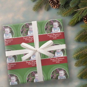 Baby's First Christmas Photo - Red and Green Wrapping Paper