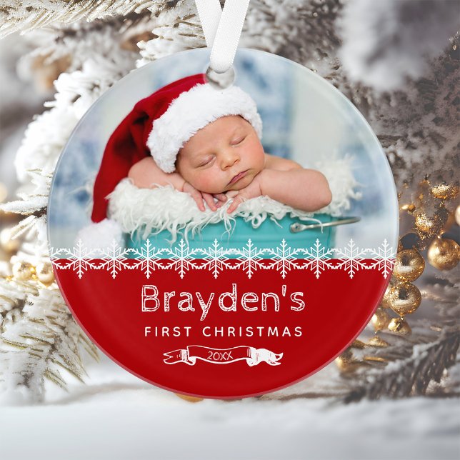 Baby's First Christmas Photo Red Ornament (Creator Uploaded)