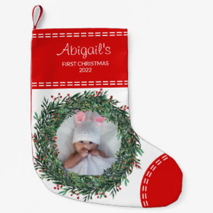 Baby's First Christmas Photo Red Small Christmas Stocking