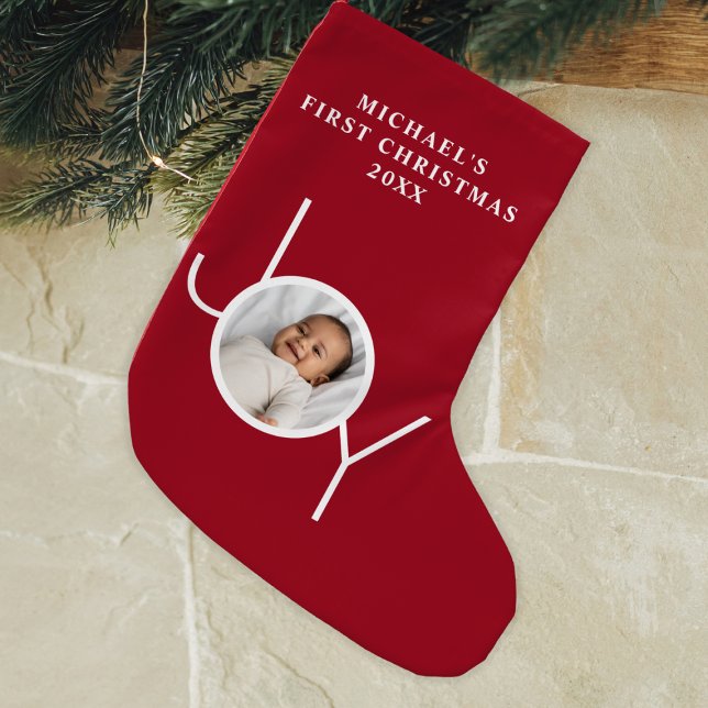 Baby's First Christmas Photo Red Small Christmas Stocking (Creator Uploaded)