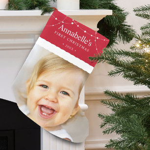 Baby's First Christmas Photo Red Small Christmas Stocking