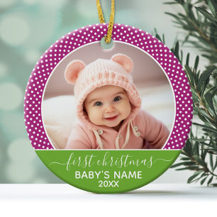 Baby's First Christmas Photo - Single Sided Ceramic Tree Decoration