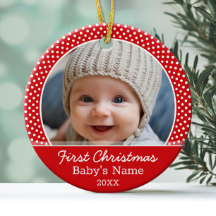Baby's First Christmas Photo - Single Sided Ceramic Tree Decoration