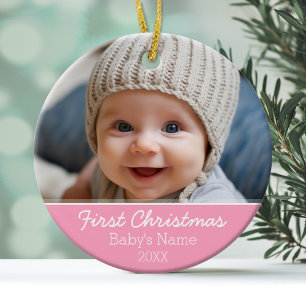 Baby's First Christmas Photo - Single Sided Ceramic Tree Decoration