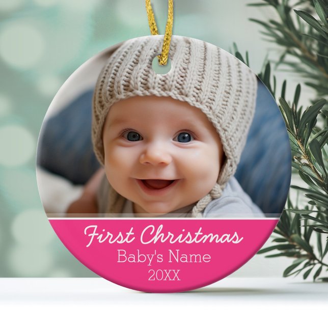 Baby's First Christmas Photo - Single Sided Ceramic Tree Decoration (Personalized Photo Ornament)