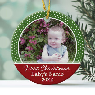 Baby's First Christmas Photo - Single Sided Ceramic Tree Decoration