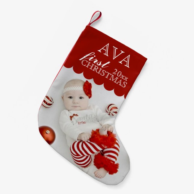Baby's First Christmas PHOTO STOCKING (Front (Hanging))