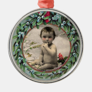 BABY'S FIRST CHRISTMAS PHOTO TEMPLATE METAL TREE DECORATION