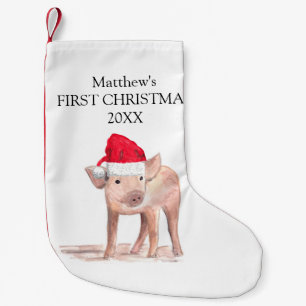 Baby's First Christmas Piglet Pig Forest Boy Small Christmas Stocking