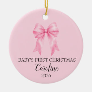 Baby's First Christmas Pink Bow Ornament