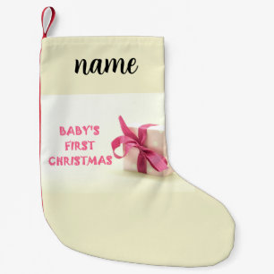 baby's first christmas pink small christmas stocking
