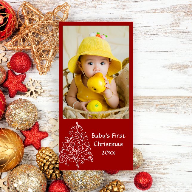 Baby's First Christmas Red Holiday Card (Creator Uploaded)