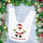 Baby's First Christmas Red Nose Santa Bib<br><div class="desc">This baby's First Christmas baby bib features a cute red-nosed Santa image with editable text. Created with artwork by Barry from psptubez.com</div>