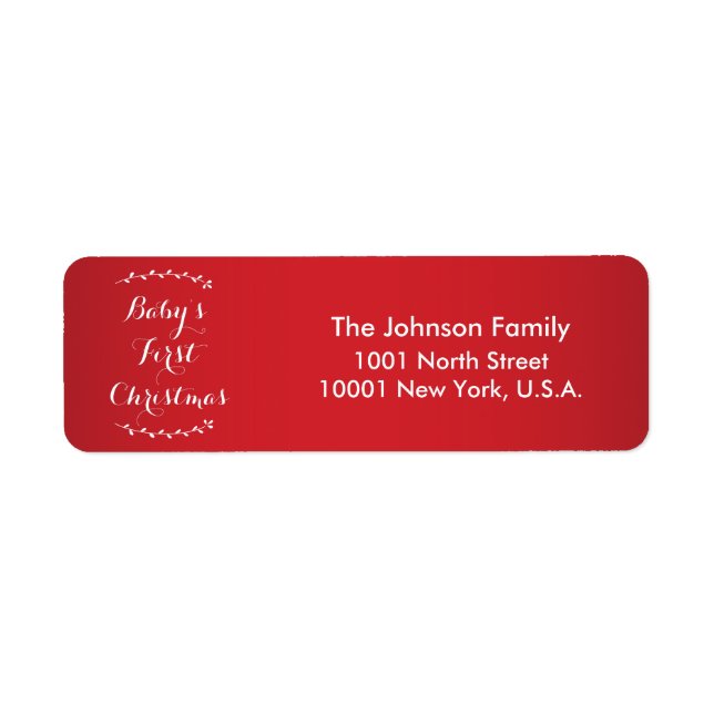 Baby's First Christmas Red Return Address Labels (Front)