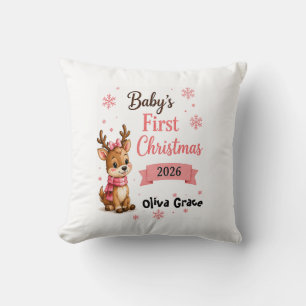 Baby's First Christmas Reindeer Personalised Cushion