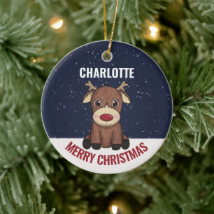  Baby's First Christmas Reindeer & Photo  Ceramic Tree Decoration
