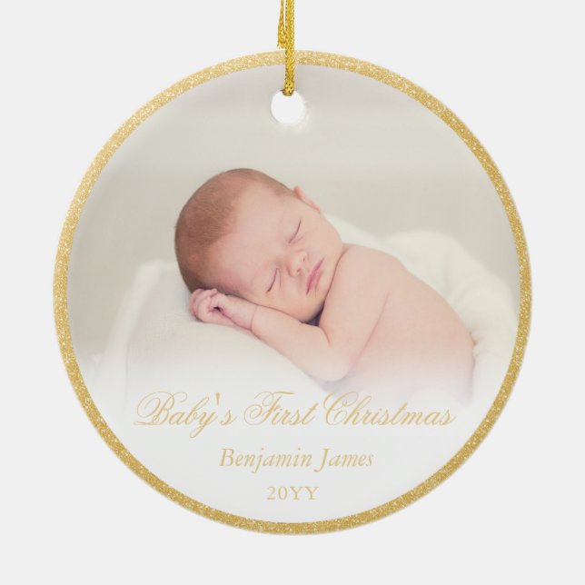 Baby's First Christmas Religious Christmas Ceramic Tree Decoration (Back)