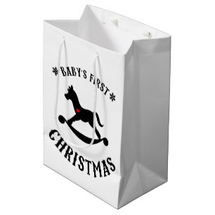 Baby's first Christmas rocking horse Medium Gift Bag