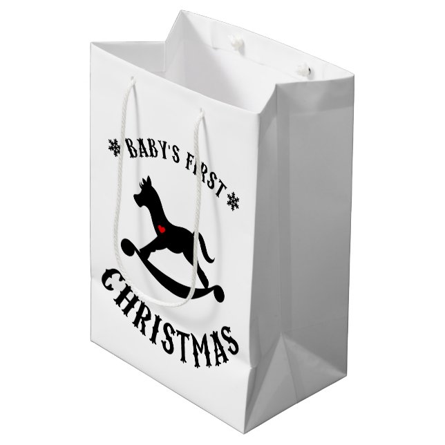 Baby's first Christmas rocking horse Medium Gift Bag (Front Angled)