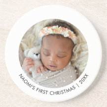 Baby's First Christmas Round Photo Holiday