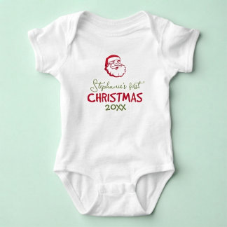 Baby's First Christmas Santa Claus Personalised Baby Bodysuit