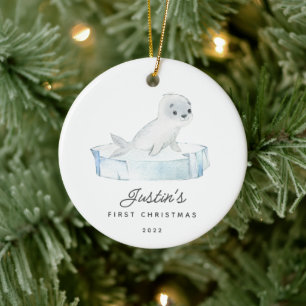 Baby's First Christmas Seal Ceramic Tree Decoration