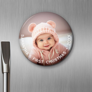 Baby's First Christmas - Simple Photo curved type Magnet