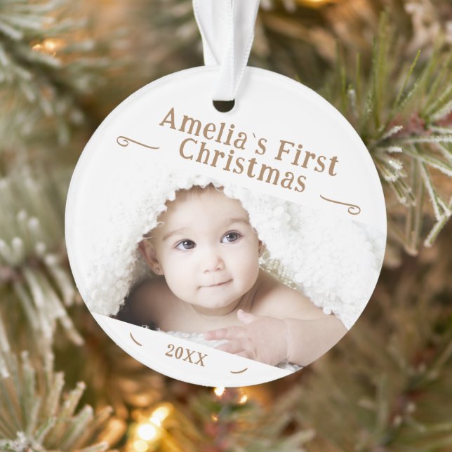 Baby's First Christmas Simple Photo Keepsake Ornament (Tree)