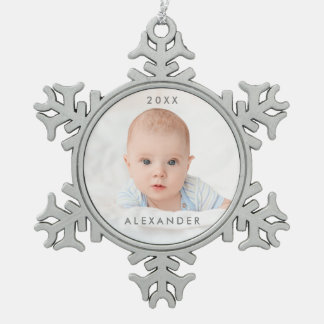 Baby's First Christmas Snowflake Pewter Christmas Ornament