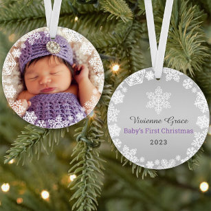 Baby's First Christmas   Snowflake Photo Ornament