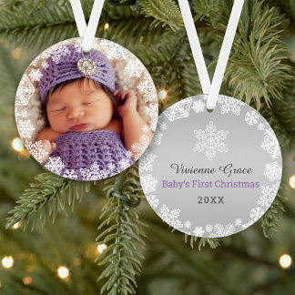 Baby's First Christmas | Snowflake Photo Ornament