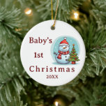 Baby's First Christmas Snowman Ornament<br><div class="desc">Baby's First Christmas Snowman Christmas Tree Ornament. Personalise with name,  first and year.</div>