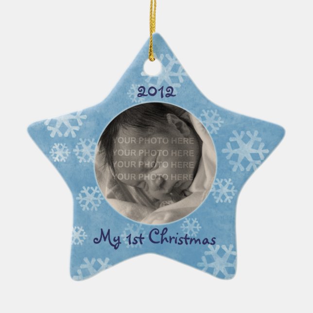 Baby's First Christmas Star Photo Ornament (Front)