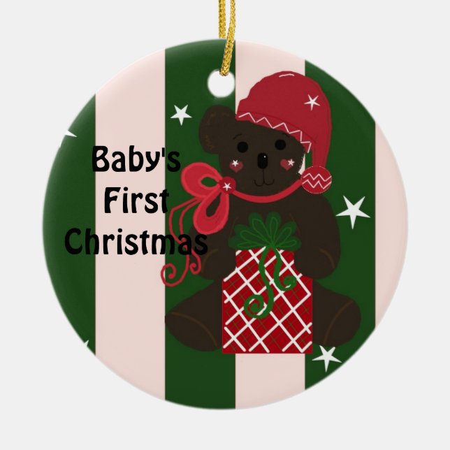 Baby's First Christmas Teddy Bear Ceramic Tree Decoration (Front)