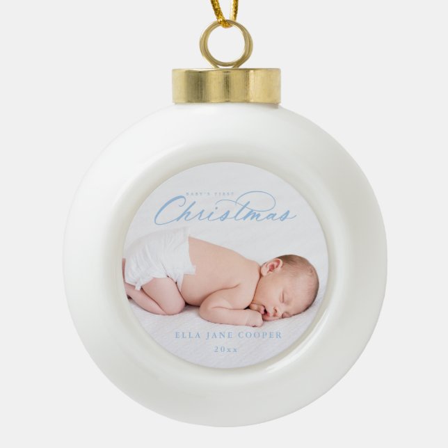 Baby's First Christmas Tree Ornament Blue (Front)