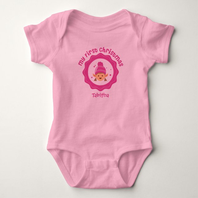 Baby's First Christmas Tutu Baby Bodysuit (Front)