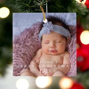 Baby's First Christmas Two Photo Newborn Cute Ceramic Ornament