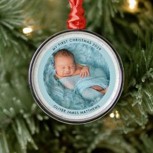 Baby's First Christmas Two Photo Snowflake  Metal Tree Decoration