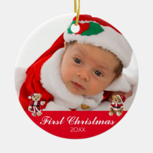 Baby's First Christmas Two Sided Personalised Ceramic Tree Decoration