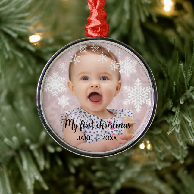 Baby's first christmas white snowflakes  metal tree decoration (Tree)