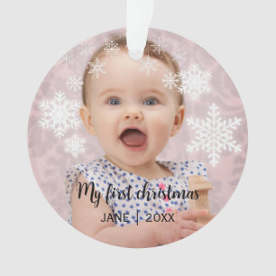 Baby's first christmas white snowflakes ornament
