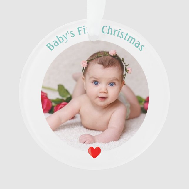Baby's First Christmas with Custom Photo Ornament (Front)