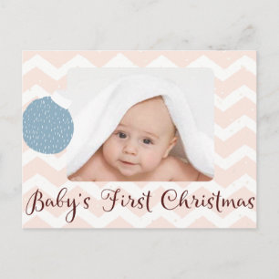 Baby's First Christmas with Photo Holiday Postcard